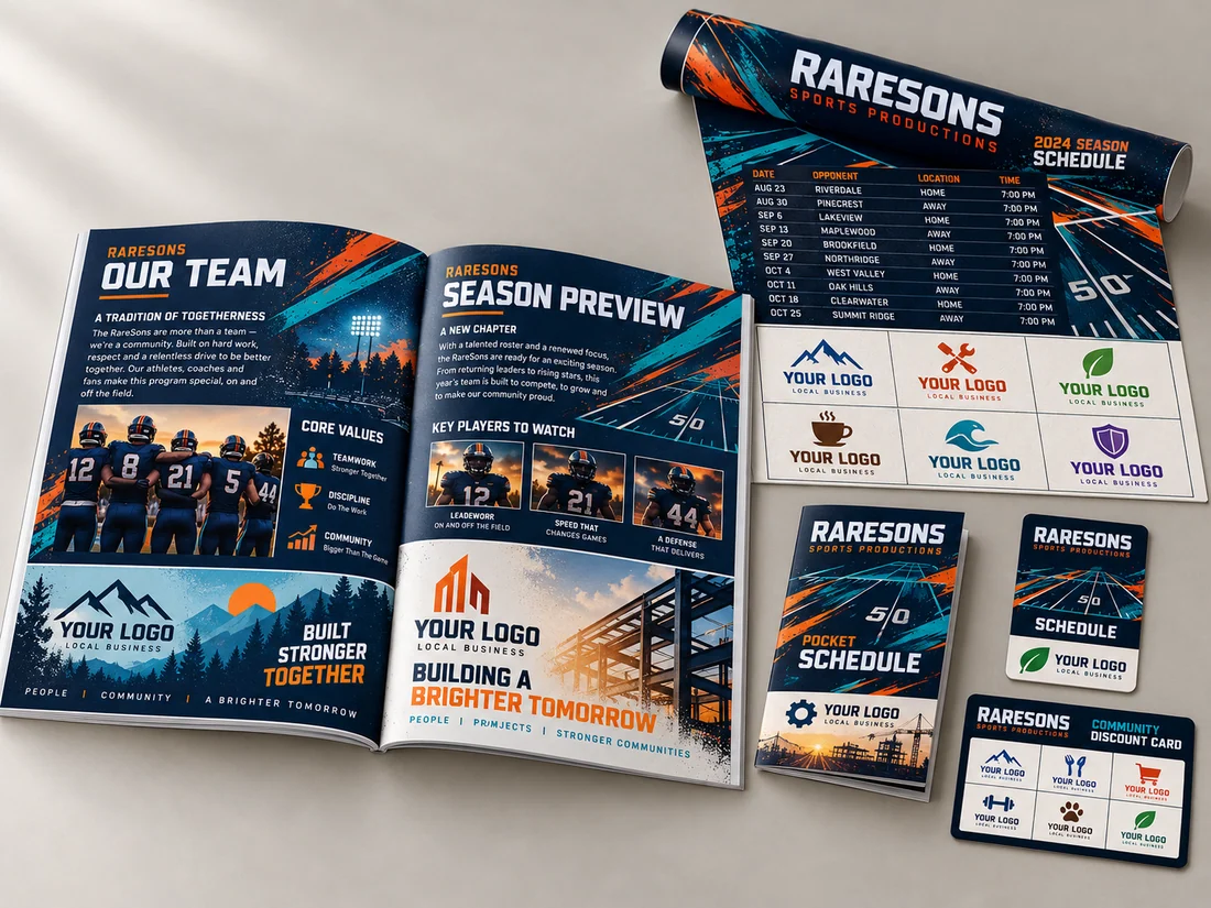 A coordinated collection of original RareSons sports product concepts